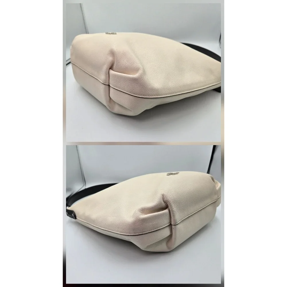 Coach Skylar Hobo Bag Chalk White Black Pebbled Leather Shoulder Bag
